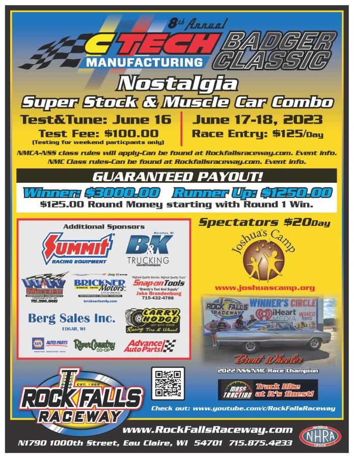 Click image for larger version

Name:	2023 RFalls Badger State Nostalgia SS Flyer .jpg
Views:	161
Size:	151.9 KB
ID:	1170